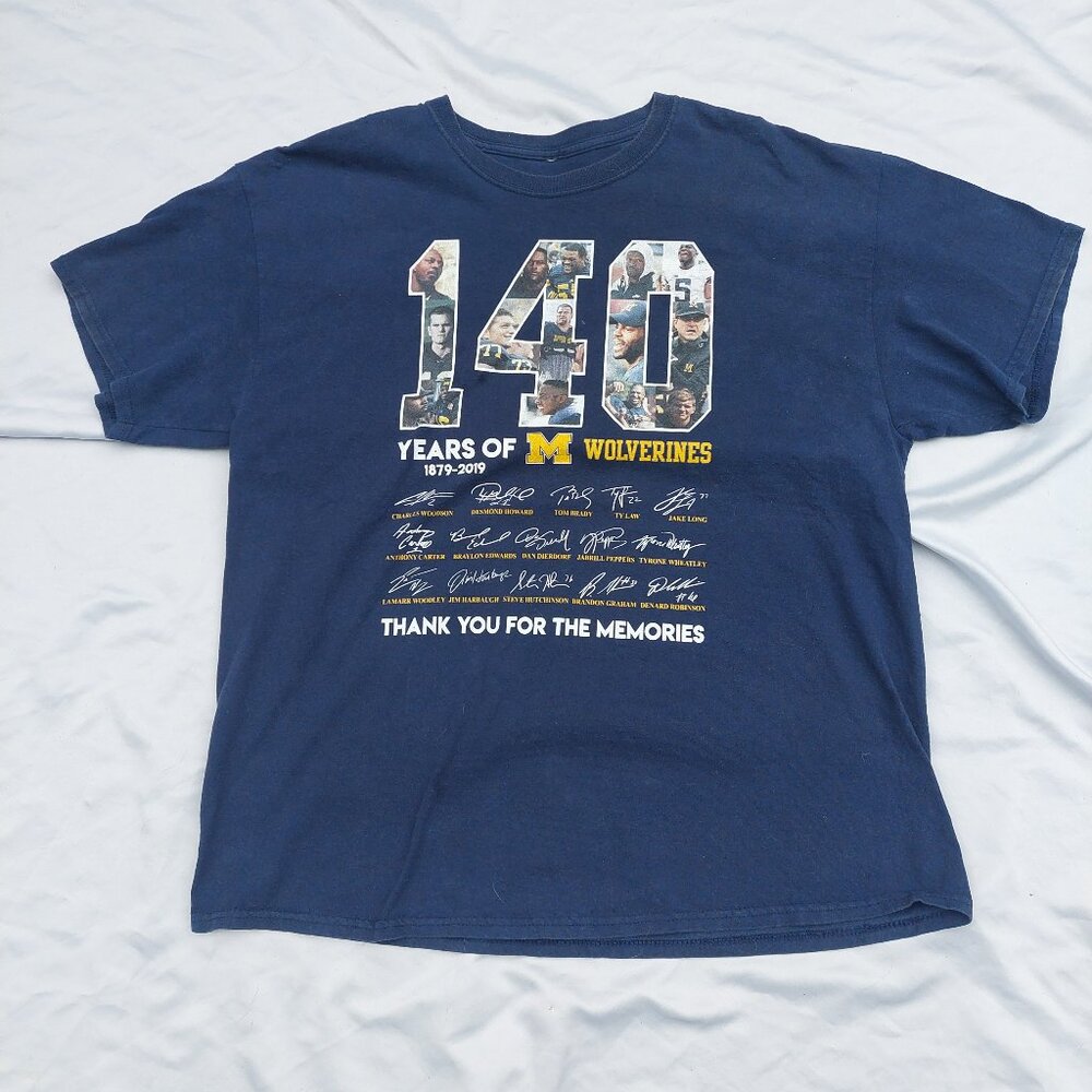 Michigan Wolverines 140th Year Anniversary College Football Blue T-shirt Sz XL?